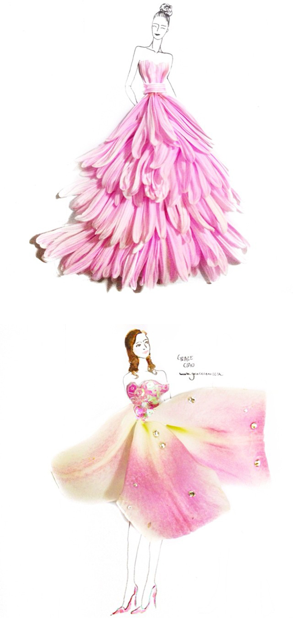 创意花瓣裙子手绘图图片