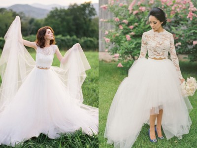 Bridal Separates? 22 Brides Who Look Gorgeous in Their Two-Piece Wedding Dresses!