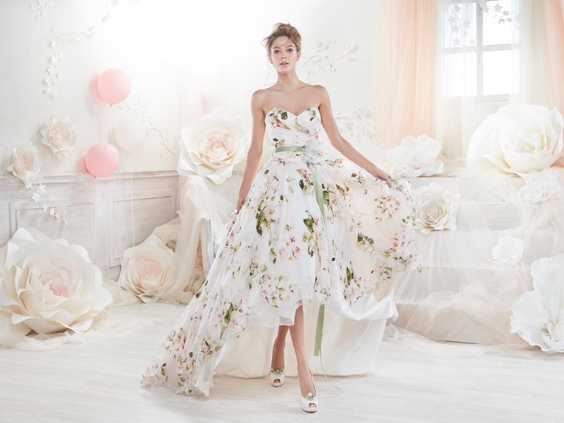 Wedding Dress with Floral Print