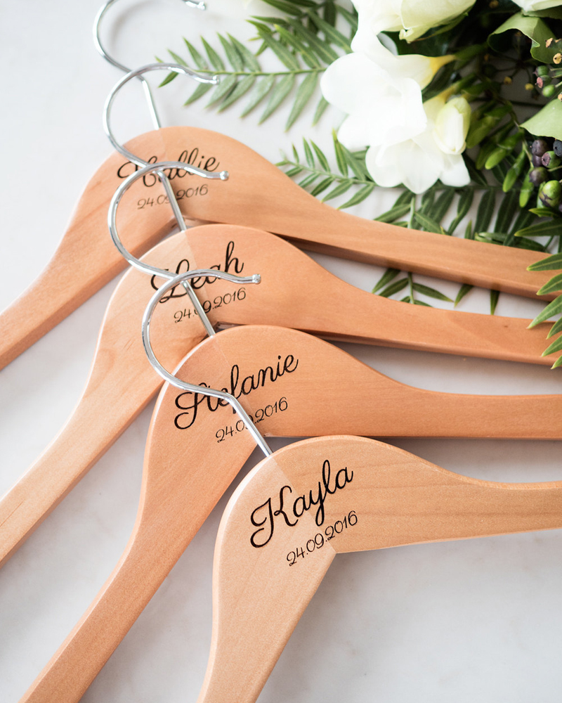 07-Set of Four Personalised Engraved Wedding Hangers
