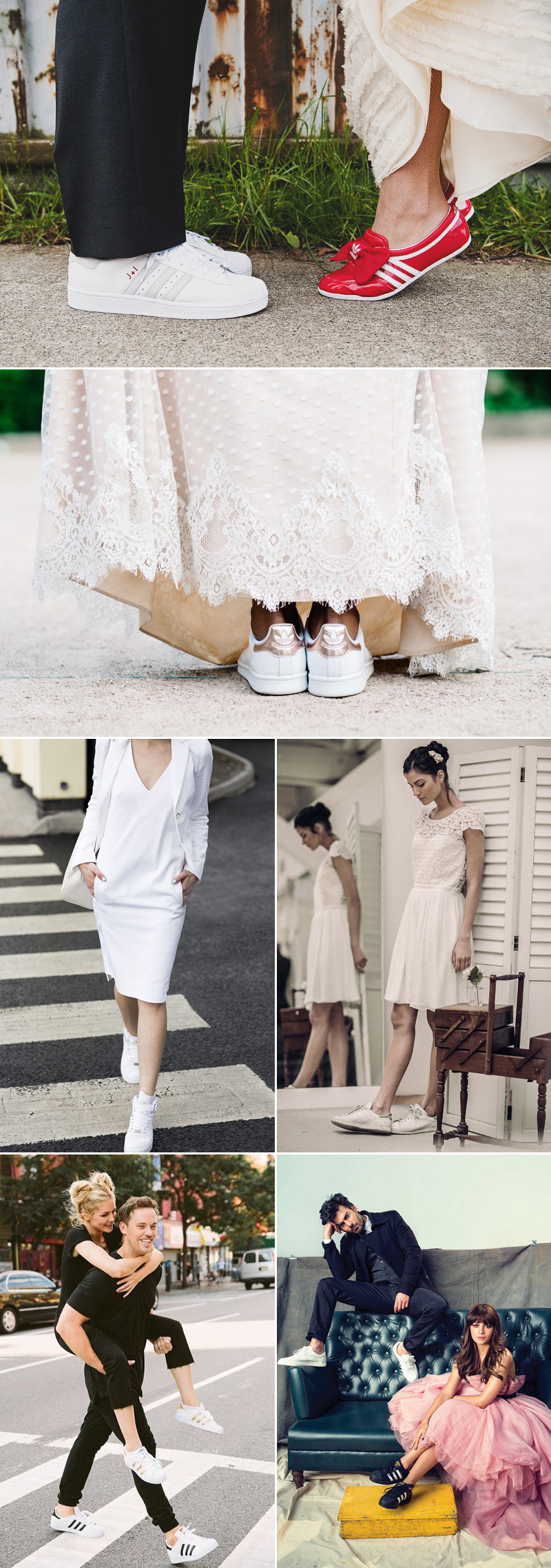 wedding dress and sneakers