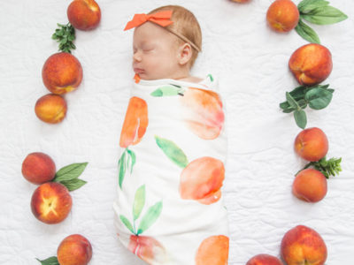 Watercolor Peaches Organic Cotton Blanket
