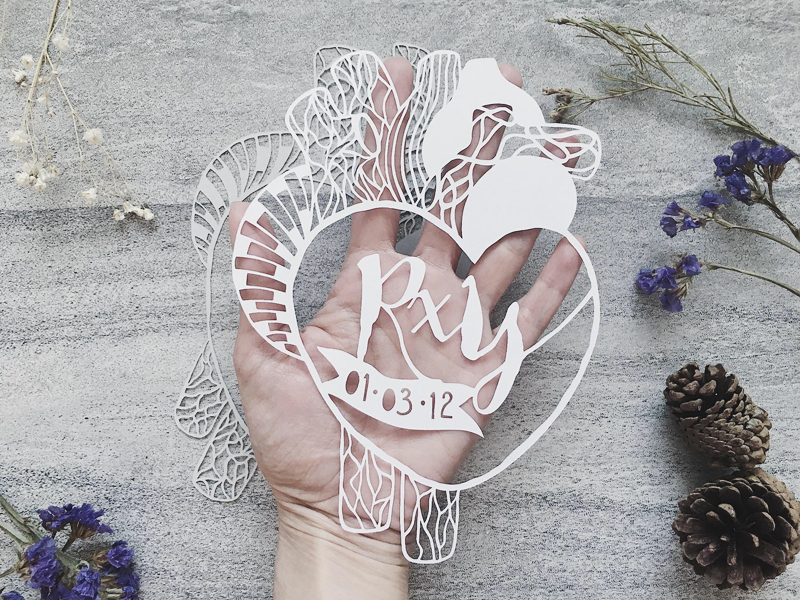 02-Custom Papercut Heart Card