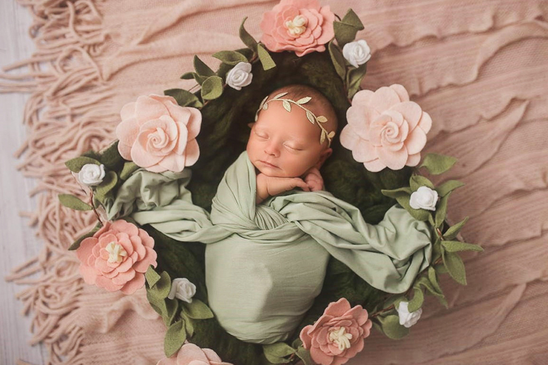 12-Newborn Photo Prop Floral Wreath