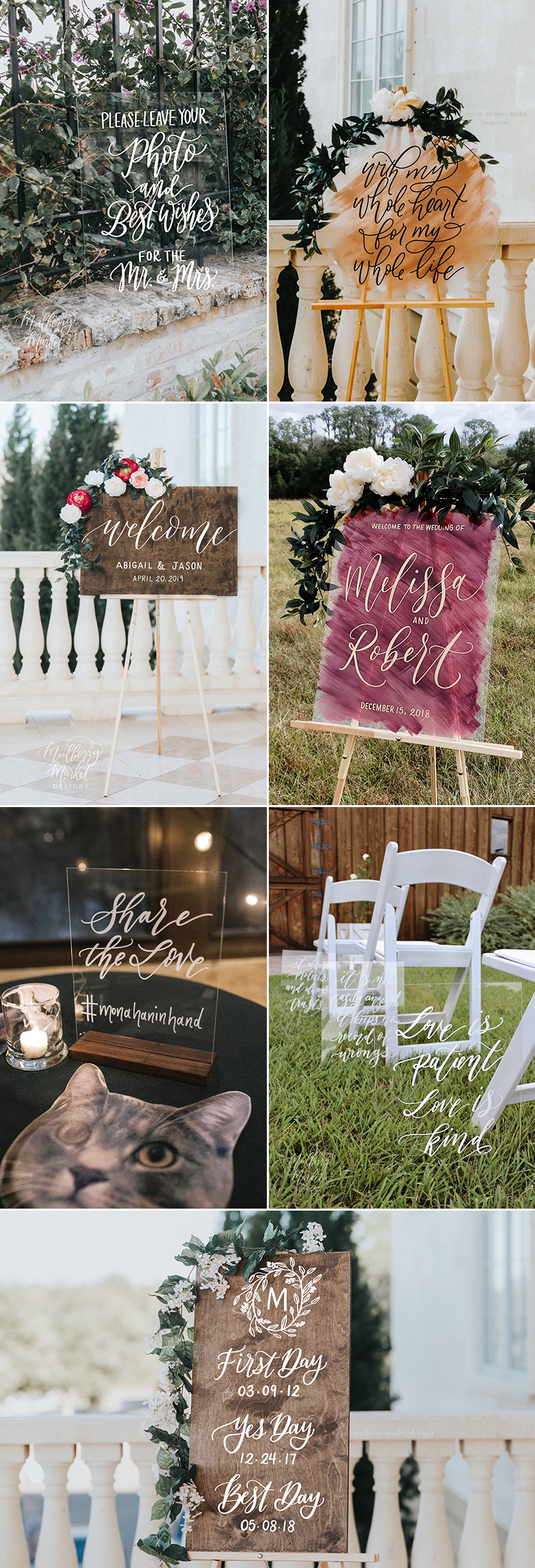 wedding calligraphy signs