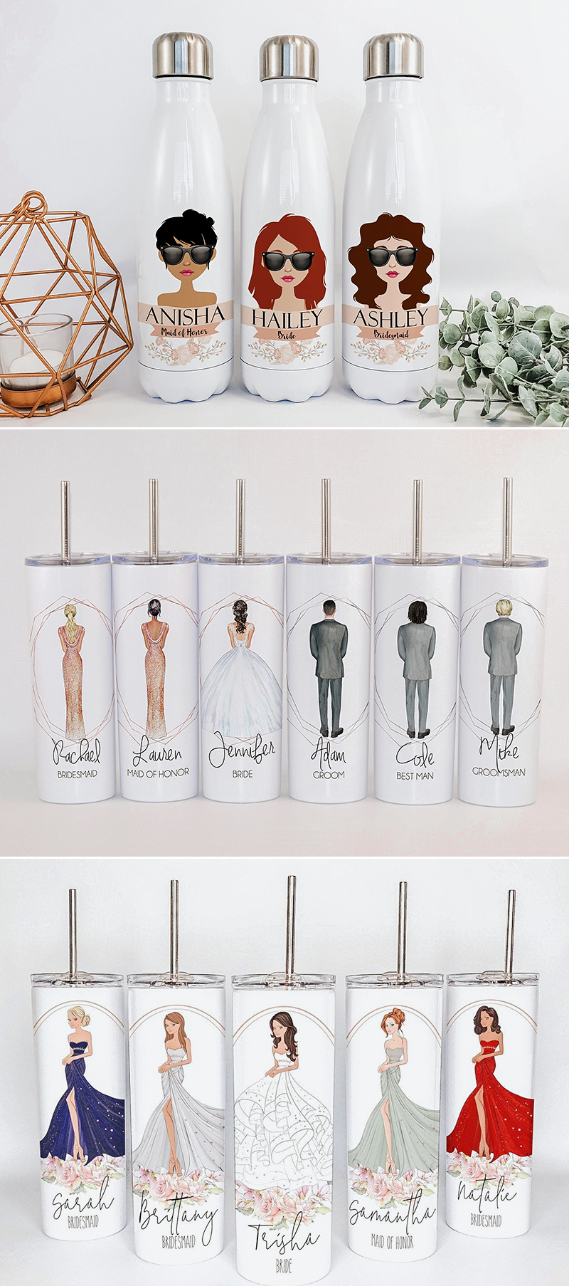 Personalized Bridal Party Drinkware