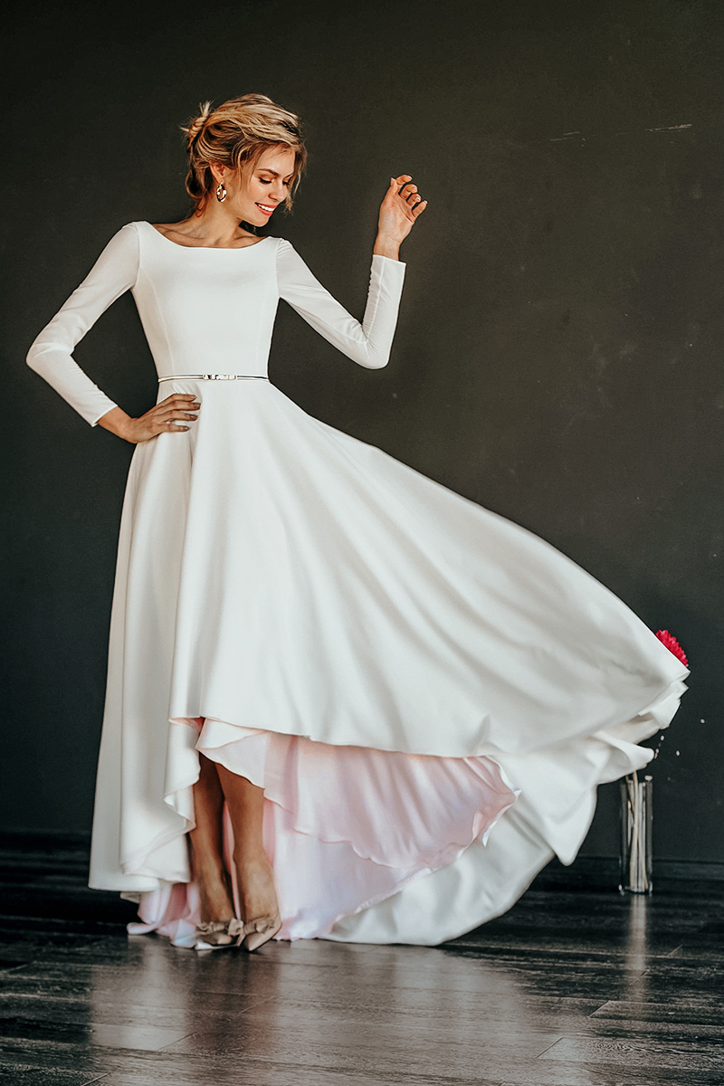 colored minimalist simple wedding dresses