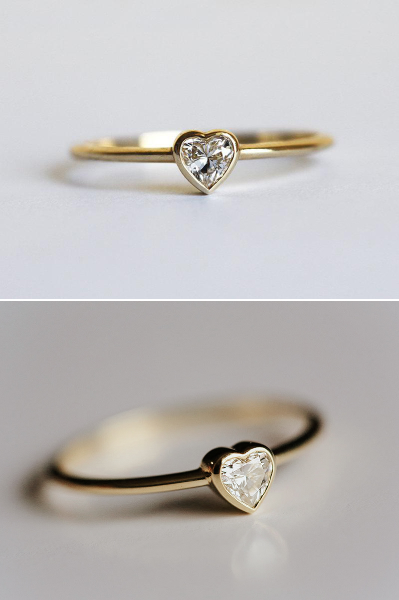 Heart Diamond Solitaire Ring