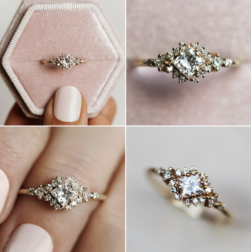 Princess Cluster Diamond Ring