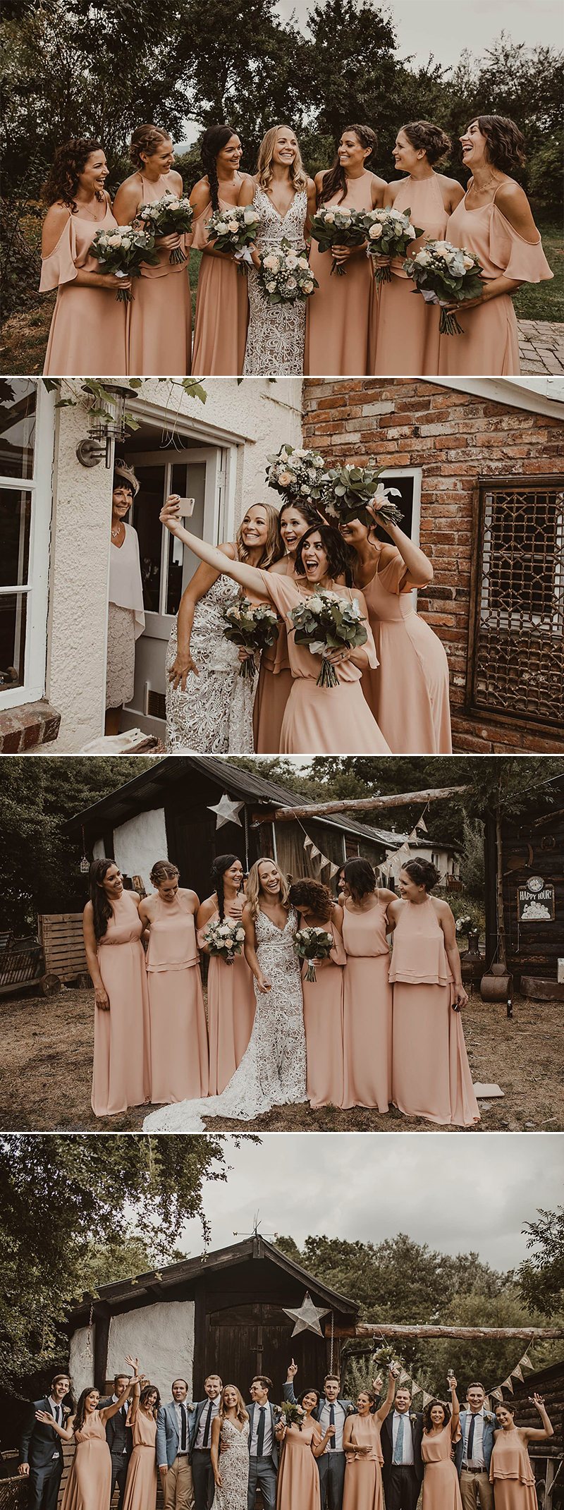 peach pink coral bridesmaid dresses