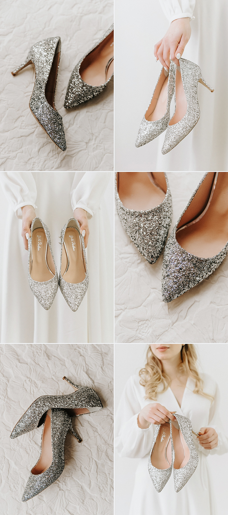 silver sparkly low heel shoes