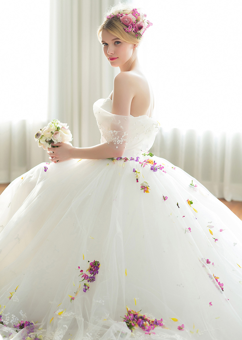 colored floral wedding dress
