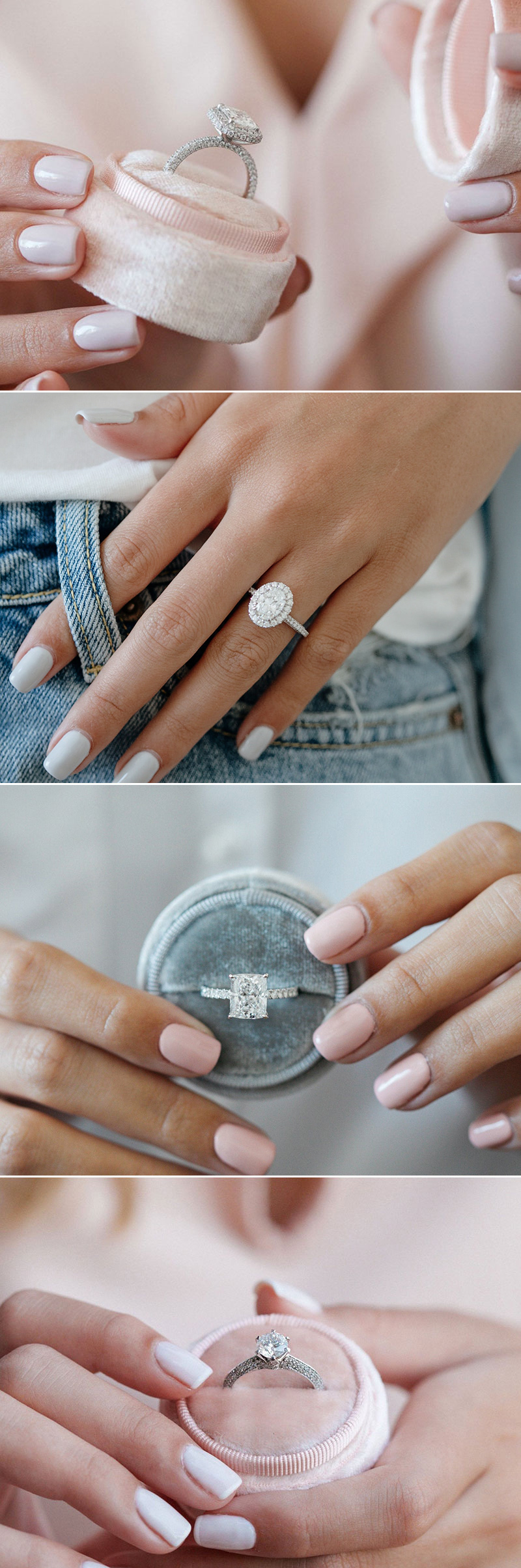 Diamond rings with pavé settings