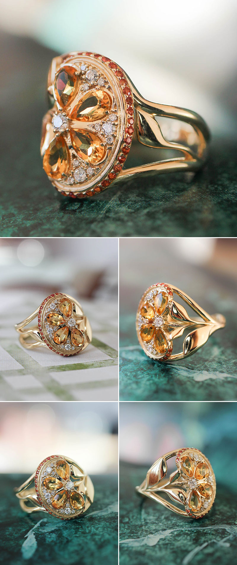 orange fruit gemstone rings