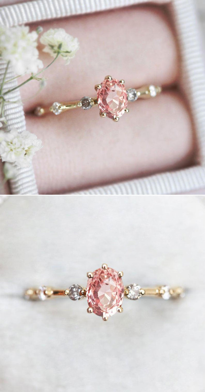 fruit peach gemstone rings