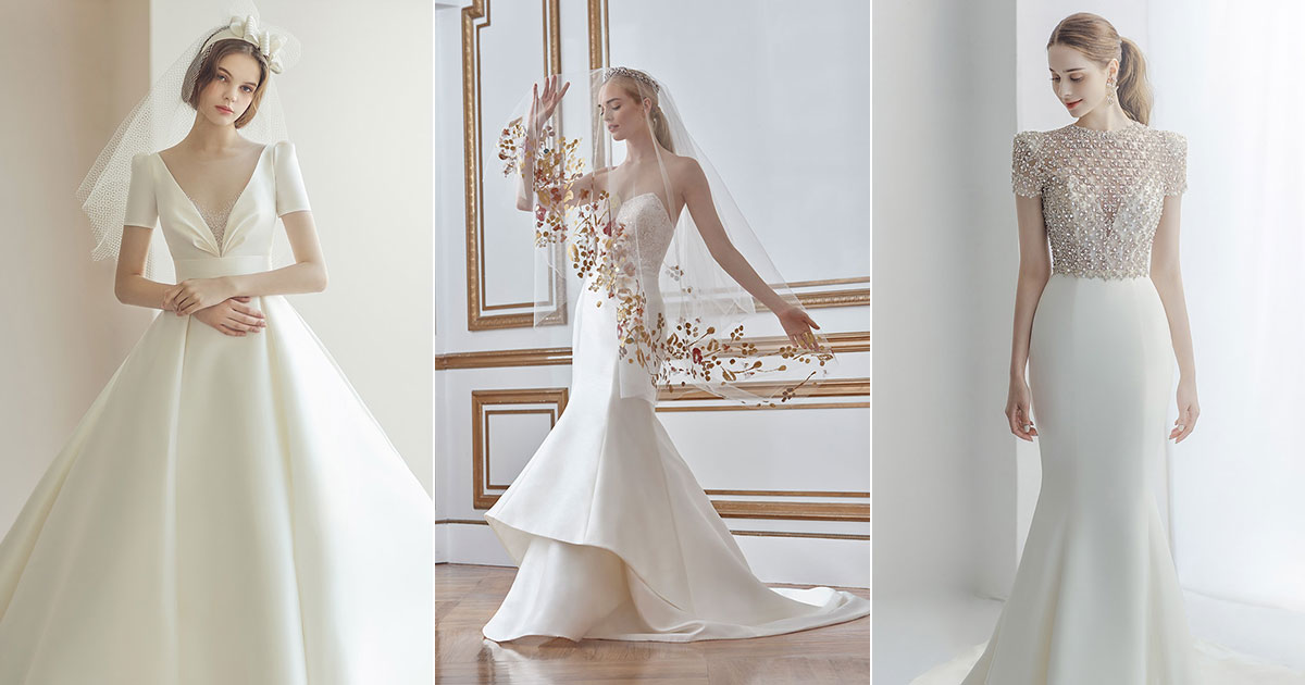 Simple V-neck Minimalist Wedding Dresses Satin Bridal Gown VW1567 –  Viniodress