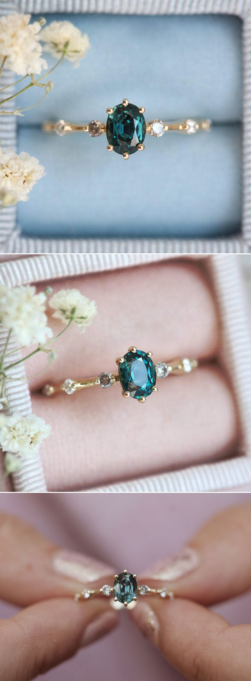 blue gemstone engagement rings diamond alternative 